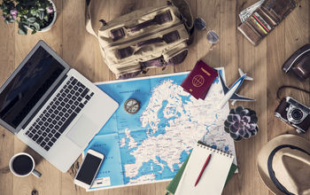 Travel planning concept on map