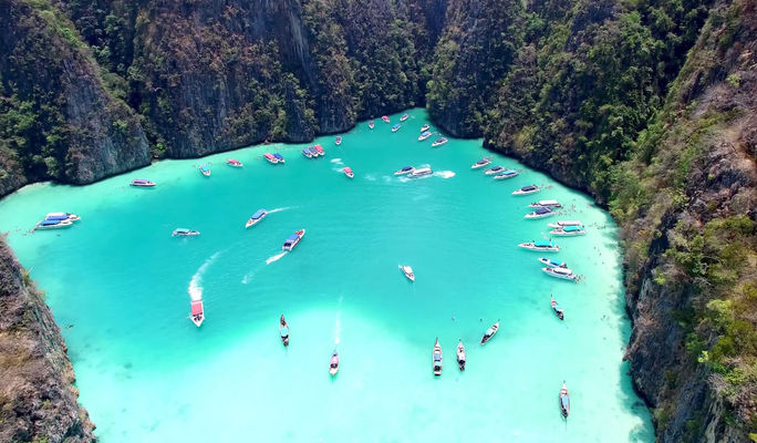 Maya Bay in Ko Phi Phi Leh, Thailand. Maya, Bay, Thailand