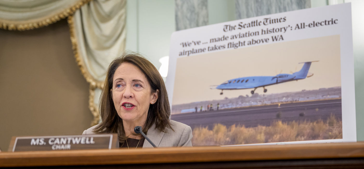 Image: U.S. Senator Maria Cantwell delivers remarks at Commerce Subcommittee hearing. (photo via Senate.gov (Senate.gov)