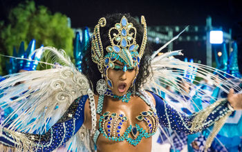 A glamorous performer in Rio de Janeiro's Carnival parade.