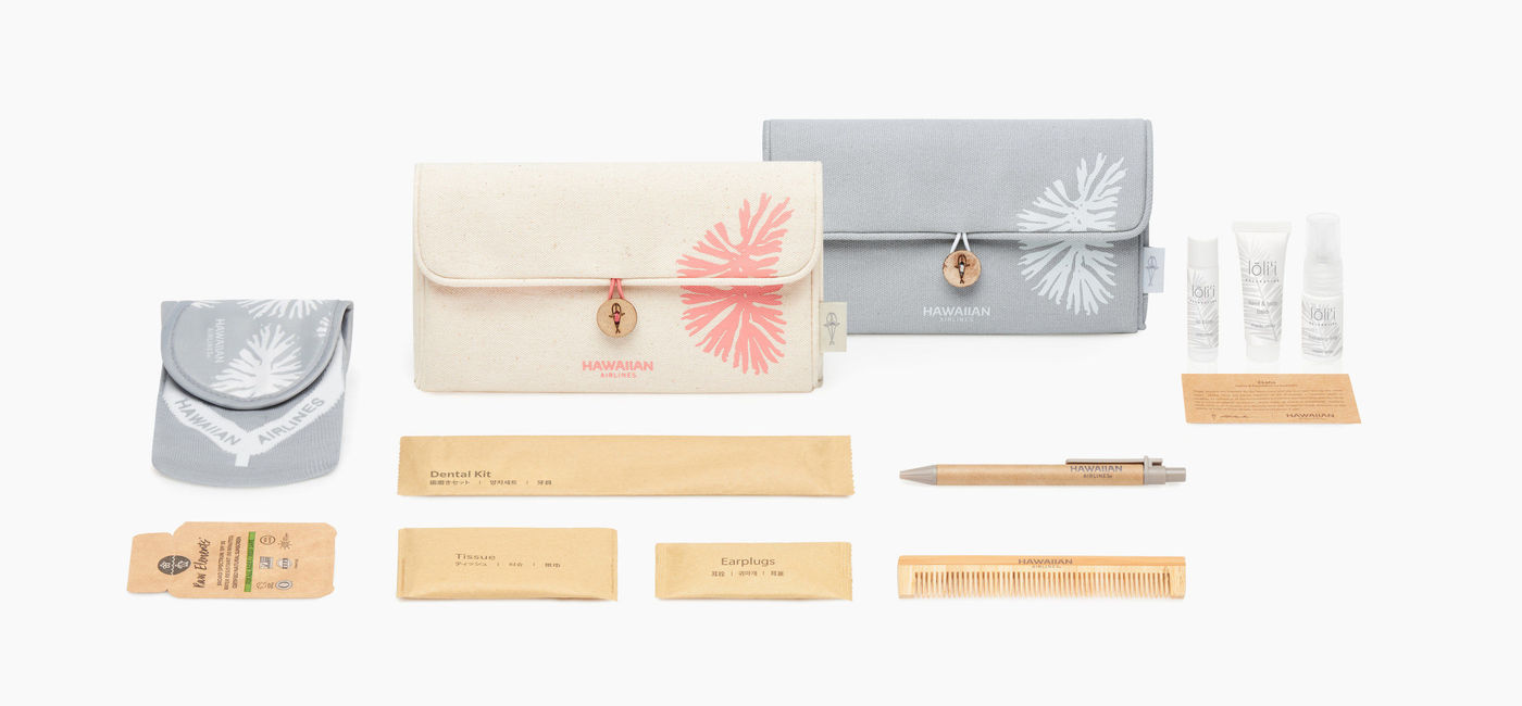 Image: PHOTO: Hawaiian Airlines' amenity kits. (photo via Hawaiian Airlines Media)