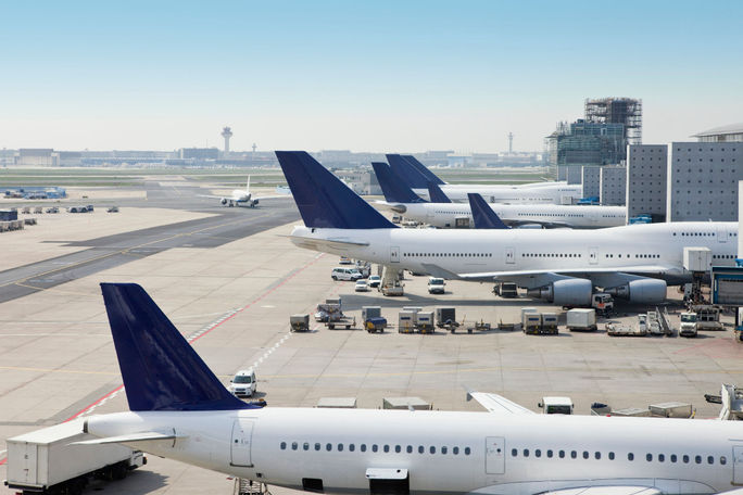 airplanes, planes, jets, aircraft, airport, gates, parked