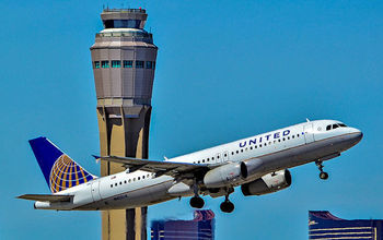 United Airlines plane taking off from Las Vegas