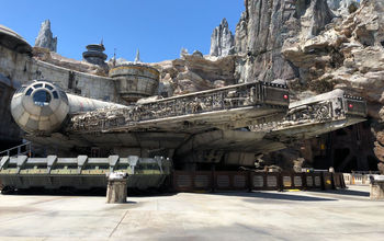 Exterior Shot of the Millenium Falcon at Star Wars: Galaxy's Edge at Disneyland