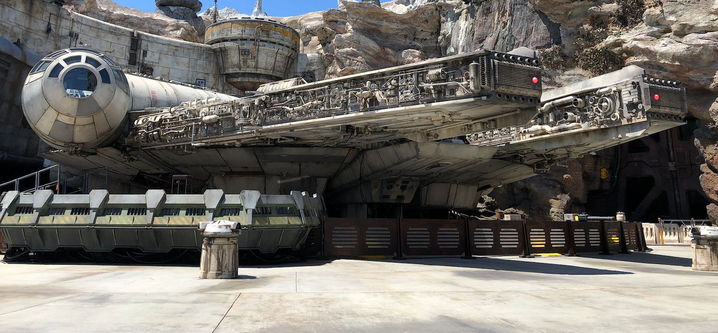 Image: Exterior Shot of the Millenium Falcon at Star Wars: Galaxy's Edge at Disneyland (Photo via Brooke Geiger McDonald)
