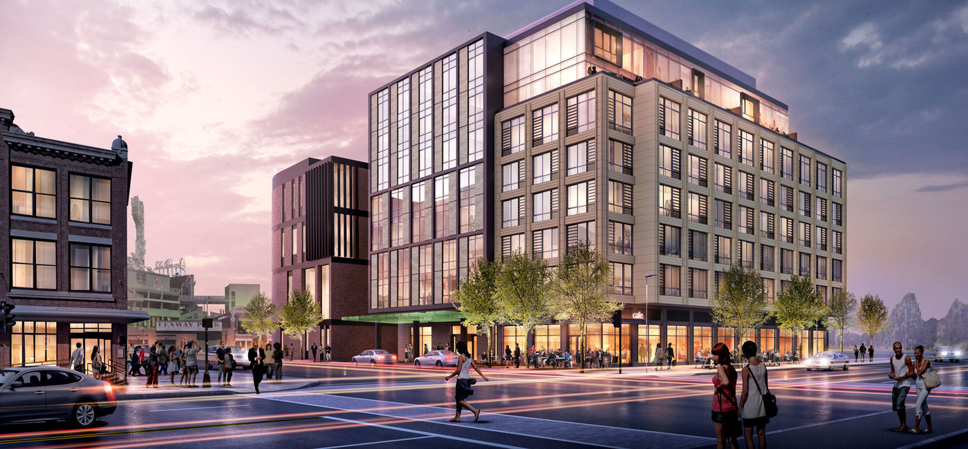 Image: Exterior Rendering of Tempo Boston Fenway (photo via Hilton) ((photo via Hilton))