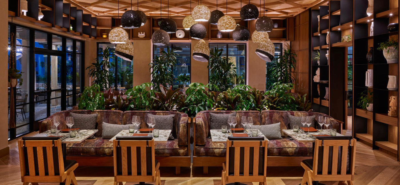 Image: A dining area inside the Mission Pacific Hotel, a JdV by Hyatt hotel. (Photo Credit: Hyatt)