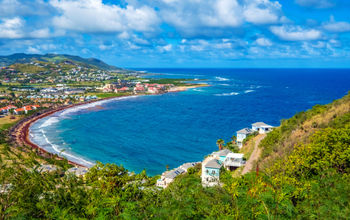 The view from Timothy Hill overlooking Basseterre, the capital of St. Kitts and Nevis.