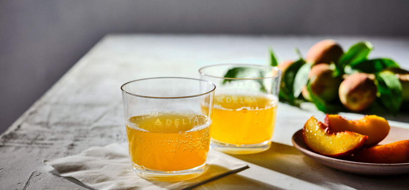 Image: PHOTO: Delta's first welcome cocktail, the Bellini. (photo via Delta Air Lines)