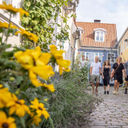 A family enjoying the city of Aalborg, Denmark
