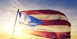 Puerto Rico, flag, sunset