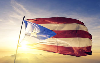 Puerto Rico, flag, sunset