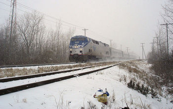 Amtrak train in snow