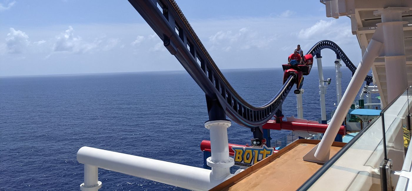 Image: Carnival Mardi Gras' BOLT - the first-ever roller coaster at sea (photo by Eric Bowman)