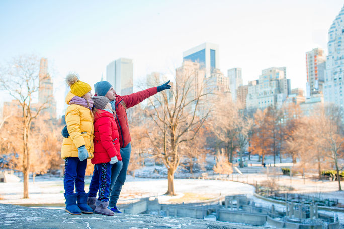 Family sightseeing from New York City's Central Park