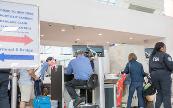A crowded TSA security checkpoint at LaGuardia Airport