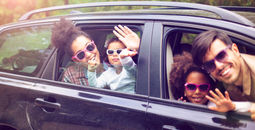 Family traveling by car on vacation.