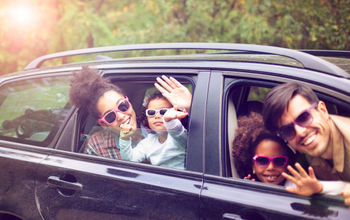 Family traveling by car on vacation.