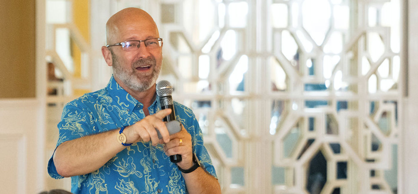 Image: Gary Gzik, speaking at the 2023 TTAND conference in Costa Mujeres, Mexico. (photo Dan Galbraith)