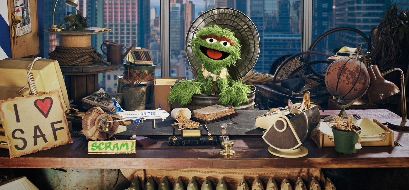 Photo: Oscar the Grouch as United Airlines' First Chief Trash Officer. (photo courtesy of United Airlines)