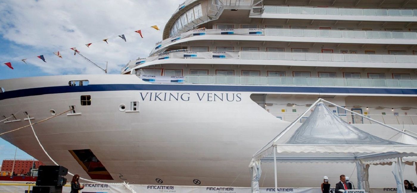 Image: Viking Venus met the water for the first time on June 11, 2020. (Courtesy of Fincantieri)