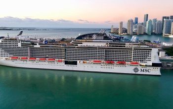 MSC Meraviglia docked at her new homeport in Miami.