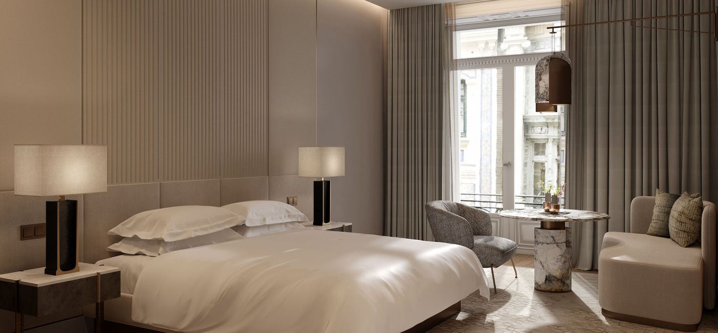 Image: Guestroom design at the upcoming JW Marriott Madrid. (photo courtesy of Marriott International)