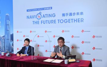 Hong Kong Tourism Board Chairman Y.K. Pang, left, and Executive Director Dane Cheng