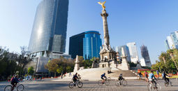 Cyclists at the Mexico City Sunday ride along Paseo de la Reforma
