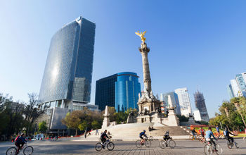 Cyclists at the Mexico City Sunday ride along Paseo de la Reforma