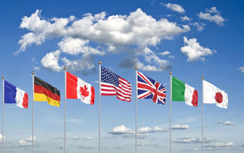 Flags of the G7 member nations.