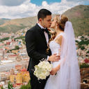 A young couple celebrating their wedding in Guanajuato, Mexico.