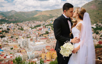 A young couple celebrating their wedding in Guanajuato, Mexico.
