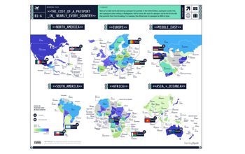 World map of passport costs