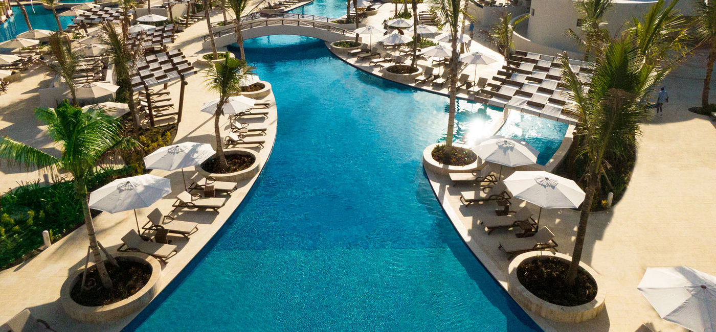 Image: An aerial view of the main pool at Hyatt Ziva Cap Cana, Punta Cana, Dominican Republic. (photo via Playa Hotels & Resorts)