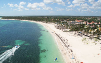 Aerial view over Bavaro Beach in Punta Cana, Dominican Republic