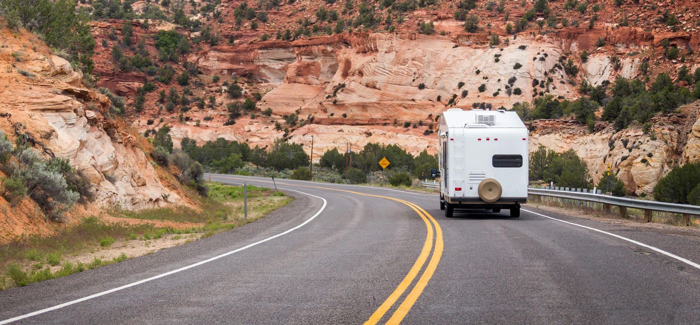 Image: PHOTO: RV en route to Bryce Canyon National Park. (photo via mariakraynova/iStock/Getty Images Plus)