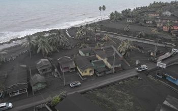 Volcanic ash on the island of St. Vincent