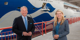 Princess Cruises President Jan Swartz and Port Executive Director Gene Seroka celebrate the maiden call of Majestic Princess to the Port of Los Angeles.