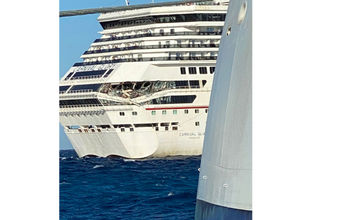 The Carnival Glory following an accident.