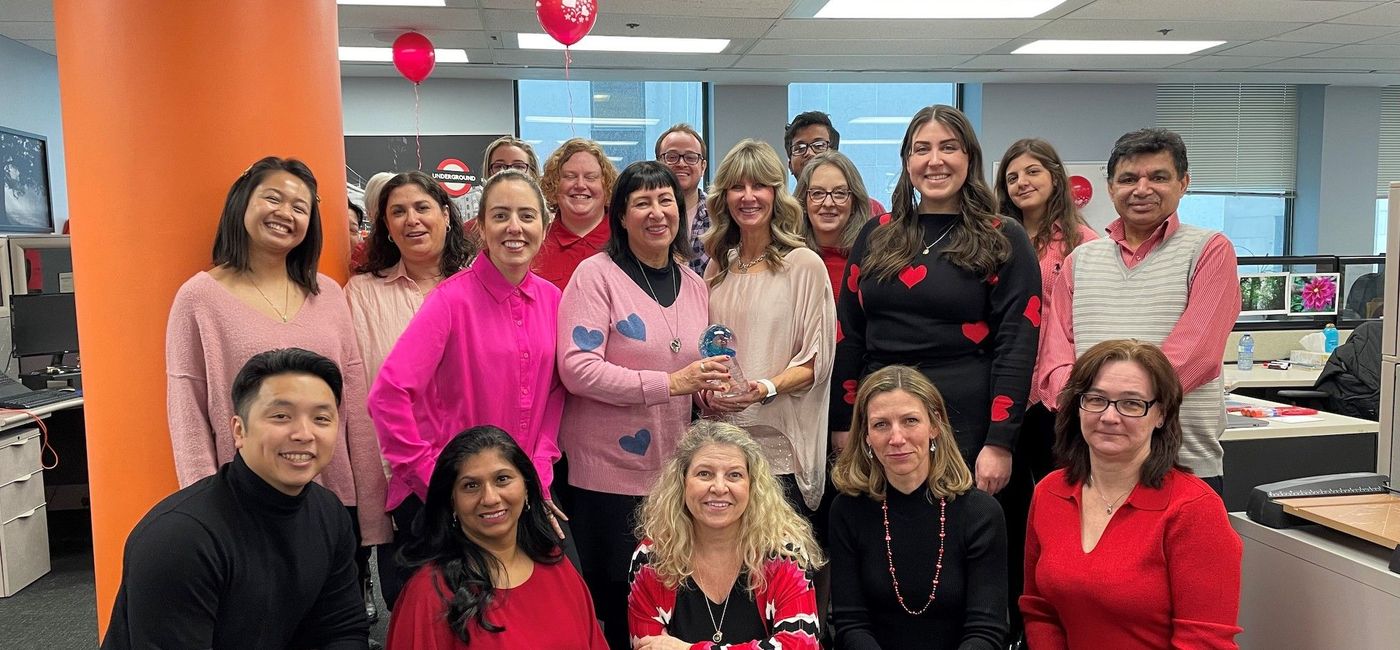 Image: TTAND Support office staff members and Brenda Lynne Yeomans, Celebrity Key Account Manager, Canada presenting the 2022 Ambassador Award. (The Travel Agent Next Door)