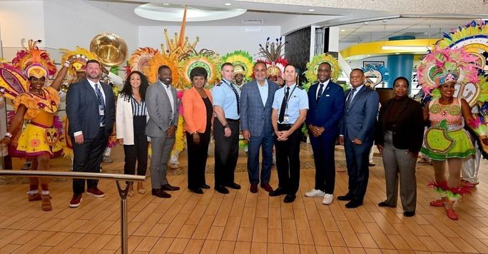 Passengers on JetBlue's inaugural Los Angeles-to-Nassau route were greeted by a traditional Junkanoo welcome party. JetBlue, Los Angeles, Nassau, Junkanoo, inaugural, first, new, routes, passengers, flights