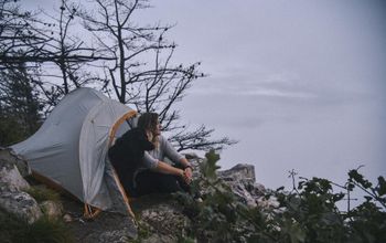 A camper enjoying the views in Shenandoah National Park