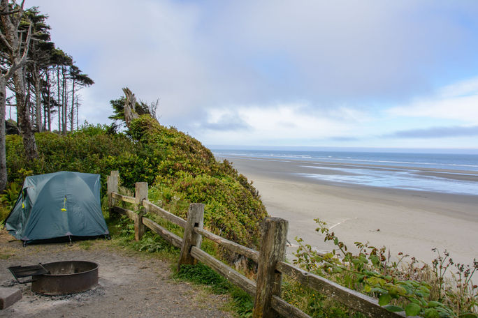 A campsite at Kalaloch Campground in Olympic National Park