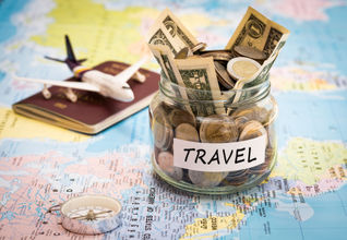 Travel savings, budget, money.