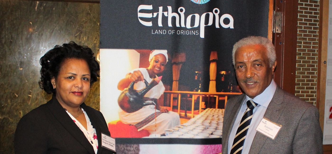 Image: Ethiopian Tourism welcomed travel media in Toronto at a breakfast at the Drake Hotel.  L-R Birtukan Ayano Dadi, Ambassador of Ethiopia to Canada, and Solomon Tadesse CEO Ethiopian Tourism Organization. (Steven Bereznai/TravelPulse Canada)