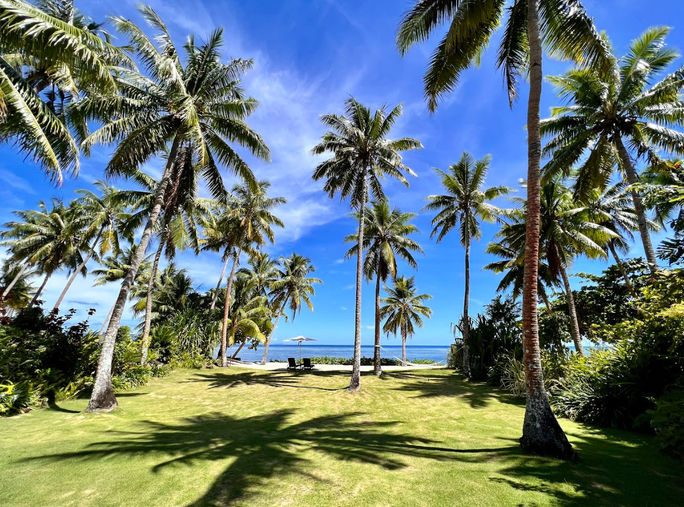 The backyard and private beach of the ocean view bure