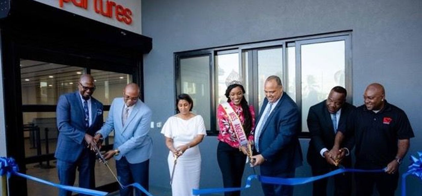 Image: L-R: Hon. Minister Haydn Hughes, Minister of Tourism; Mr. Claudius Gumbs, Building Engineer, MICUHT; H.E. Dileeni Daniel-Selvaratnam, Governor of Anguilla; Ms. Latonya Mussington, Miss Anguilla; Hon. Dr. Ellis Webster, Premier of Anguilla; Mr. Leroy Gumbs, Contractor, Leeward Construction; Mr. Raoul Vanterpool, Architect, V Architecture (Anguilla new ferry terminal)