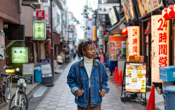 Traveler exploring the streets of Tokyo
