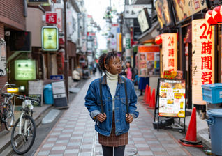 Traveler exploring the streets of Tokyo